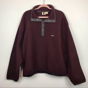 Men's Woolrich Polartec Fleece 1/4 Snap Pullover 2XL Maroon Like New